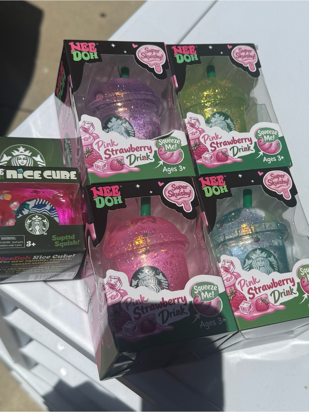 NeeDoh Super Squishy Pink Strawberry Drink Toy - Assorted Starbucks